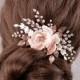 Blush Bridal Headpiece Rose Gold Wedding Hair Comb Blush Bridal Flower Comb Rose Gold Floral Wedding Headband Blush Bridal Hair Piece