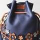 Blue Bag, Floral Bag, Drawstring Bag, Leather Pouch Bag, Floral Crossbody Bag, Summer Purse, Mini Crossbody Bag, Bucket Bag, Blue Handbag, Handmade… 