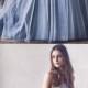 Princess A-Line Strapless Gray Blue Tulle Ball Gown Long Prom/Evening Dress With Bowknot