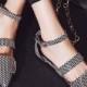 Plus Size Pointed Toe Ankle Strap Buckle Rhinestone Flat Sandals