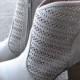 Gray Suede-like Laser Cut Block Heel Ankle Boots
