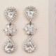 Crystal Bridal Earrings Wedding Jewelry Drop Earrings Bridal Bracelet Bridesmaid Jewelry Set Dangle Vintage Earrings CZ Teardrop Flower