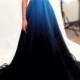 2017 New Style Black V-Neck New Arrival Long Gradient Color Tulle Long Prom Dresses Uk PM829
