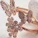 Garden Butterfly Ring - White Gold/ Rose Gold/ Yellow Gold Plated Dainty