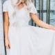 Lace Detail Blush Wedding Dress 