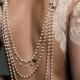 Wedding Back Jewellery - Pearl Drapes With Vintage Silver Drops - Josephine By Kezani