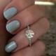 14K White Gold Modified French Cut Six-Prong Engagement Ring With Round Cut Diamond 