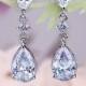 KLYTIE Crystal Pear Bridal Silver Earrings