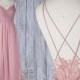 Bridesmaid Dress Dusty Rose Chiffon Wedding Dress,Spaghetti Straps V Neck Long Prom Dress,Illusion Lace Low Back A-line Evening Dress(H497A)