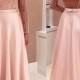 Pink A Line Prom Dress, Long Sleeves Prom #prom #promdress #dress #eveningdress #evening #fashion #love #shopping #art #dress #women #mermaid #SEXY… 