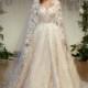 Sarah Jassir 2017 Crystal Buttons Chapel Train Ivory Sweet Illusion Lace Embroidery Hall Fall Ball Gown Sleeveless Bridal Gown - Charming Wedding Party Dresses