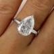GIA 2.96CT ANTIQUE VINTAGE OLD EURO PEAR DIAMOND ENGAGEMENT WEDDING RING PLAT 