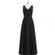 Black Azazie Beverly - Floor Length Chiffon And Lace Side Zip V Neck Dress - Charming Bridesmaids Store