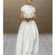 Pronovias - Fall 2015 - Ceila Short Sleeve Brocade Silk Mikado A-line Bateau Neckline Wedding Dress - Stunning Cheap Wedding Dresses