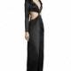 Reaux 30001 Vogue Black Floor-Length Long Sleeves Fit & Flare POLO/Turndown Collar Satin Prom Dress - Bridesmaid Dress Online Shop