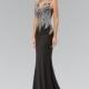 Elizabeth K - Embellished Silver Lace V-neckline Gown GL1351 - Designer Party Dress & Formal Gown