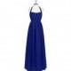 Royal_blue Azazie Francesca - Halter Chiffon Floor Length Bow/Tie Back Dress - Simple Bridesmaid Dresses & Easy Wedding Dresses