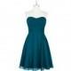 Ink_blue Azazie Aryana - Knee Length Sweetheart Chiffon Back Zip Dress - Charming Bridesmaids Store