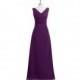 Grape Azazie Mya - V Back Chiffon Floor Length V Neck Dress - Simple Bridesmaid Dresses & Easy Wedding Dresses