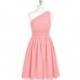 Flamingo Azazie Katrina - Knee Length Bow/Tie Back Chiffon One Shoulder Dress - Charming Bridesmaids Store