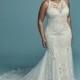 Maggie Sottero Fall/Winter 2018 Kendall Lynette Ivory Chapel Train Beading Lace Fit & Flare Halter Dress For Bride US14-US24W - Crazy Sale Bridal Dresses