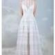 Gemy Maalouf 2019 Sweet Blush Sweep Train High Neck Aline Sleeveless Tulle Split Front Wedding Dress - Robes de mariée France