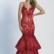 Dave and Johnny A4977 Mermaid Dress with Tiered Skirt - Brand Prom Dresses