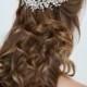 NIKEPHOROS Silver Leaf Bridal Hair Piece With Crystals And Flowers