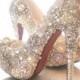 Cinderellas Wish... Crystal, Glass And Pearl Covered High Heels .. Wedding Bespoke Custom Design .. FREE Postage Within The USA