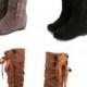 Womens Lovely Ribbon Knee High Casual Wedge Boots