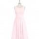 Blushing_pink Azazie Skyla - Scoop Illusion Chiffon Knee Length Dress - Simple Bridesmaid Dresses & Easy Wedding Dresses
