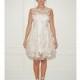 Randi Rahm - Fall 2014 - Gidgette Ivory and Blush Knee-Length A-Line Wedding Dress with Floral Applique - Stunning Cheap Wedding Dresses