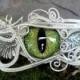 Gothic Steampunk Silver Evil Eye Bracelet In Greens 6 And A Half Inches