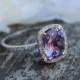 Reserved -2.7ct Cushion Plum Color Change Sapphire 14k White Gold Diamond Engagement Ring- Down Payment