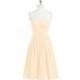 Peach Azazie Heidi - Chiffon Sweetheart Back Zip Knee Length Dress - Charming Bridesmaids Store