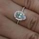 14k Rose Gold 9x6mm Aquamarine Pear And Diamonds Wedding Or Engagement Ring (Choose Color And Size Options At Checkout) 