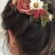 Rustic Wedding Comb- Blush Flower Comb- Floral Headpiece- Blush Bridesmaid Gift- Fern, Eucalyptus And Rose Comb- Boho Wedding Hair Comb