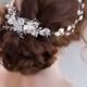 DIANTHE Crystal Wedding Hair Vine With Leaf Bridal Hair Comb