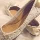 Wedding Ballet Flats ... Vintage Lace Bridal Shoes .Twinkle Toes Wedding Shoes . Crystal And Pearls. Wide Fit Available .Vintage Bride