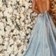 Luxurious A-line Straps Blue Formal Evening Dress,Sexy Backless Beaded Deep V Neckline Prom Dresses, PD0497