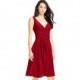Burgundy Azazie Diana - Chiffon Knee Length Back Zip V Neck Dress - Simple Bridesmaid Dresses & Easy Wedding Dresses