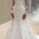 Elegant Lace V-neck Neckline Mermaid Wedding Dresses With Appliques WD087