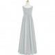Silver Azazie Tiana JBD - Bow/Tie Back Scoop Floor Length Chiffon Dress - Simple Bridesmaid Dresses & Easy Wedding Dresses