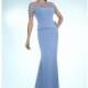 Daymor Couture - Lattice Bateau Neck Long Dress 802 - Designer Party Dress & Formal Gown