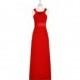 Red Azazie Rory - Chiffon And Charmeuse Halter Floor Length Strap Detail Dress - Charming Bridesmaids Store