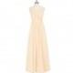 Peach Azazie Amelia - Chiffon Back Zip V Neck Floor Length Dress - Simple Bridesmaid Dresses & Easy Wedding Dresses