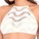 Luli Fama - Buena Onda Crochet Illusion Halter Top in White (L462420) - Designer Party Dress & Formal Gown