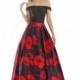 Morrell Maxie - 15673 Off Shoulder Pleated Floral Evening Gown - Designer Party Dress & Formal Gown