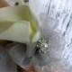 White silver wrist corsage, Calla lily Wedding corsage, Prom wrist corsage