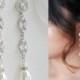 Bridal Earrings Long Pearl Drop Wedding Earrings Pearl Crystal Dangle Earrings Rose Gold Earrings Wedding Jewelry, Hayley